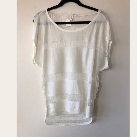 Tricot Joli Ivory Ramie Blend Top Lightweight Sz L - Picture 2 of 7